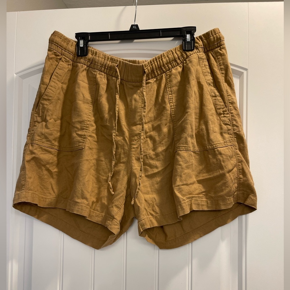 Old Navy linen shorts sz XL pockets brown lightweight comfort vacation beach